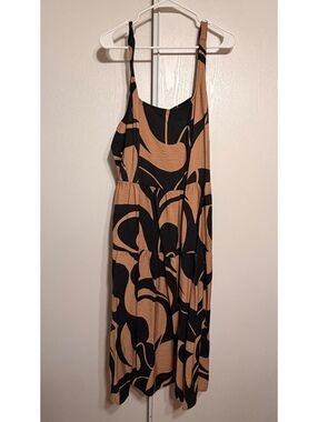 Ava & Viv 3X Sleeveless Midi Dress with Abstract Print